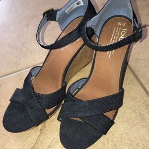 TOMS Denim/Cork Wedges